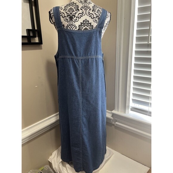 UM & Company Vintage Y2K Overalls Jumper Dress Womens M Blue Denim Grunge Modest - Picture 5 of 11
